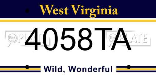 4058TA West Virginia License Plate