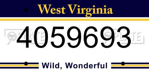 4059693 West Virginia License Plate
