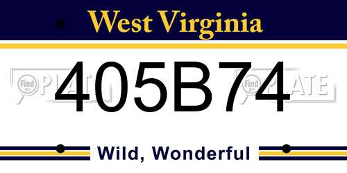 405B74 West Virginia License Plate