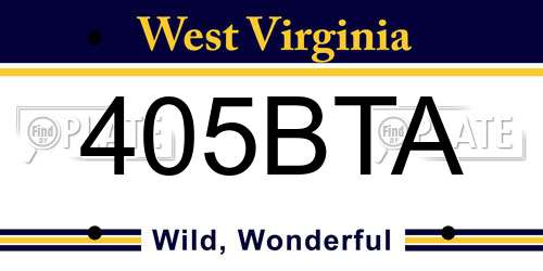 405BTA West Virginia License Plate
