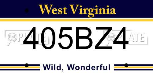 405BZ4 West Virginia License Plate