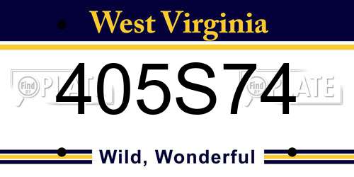 405S74 West Virginia License Plate