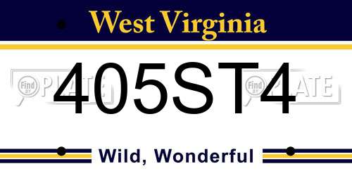 405ST4 West Virginia License Plate