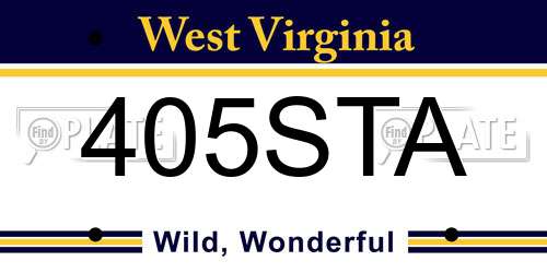 405STA West Virginia License Plate