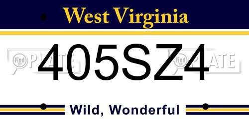 405SZ4 West Virginia License Plate