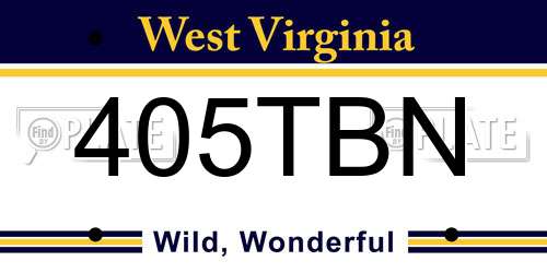 405TBN West Virginia License Plate