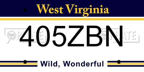 405ZBN West Virginia License Plate