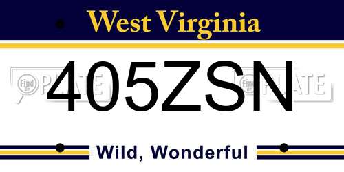 405ZSN West Virginia License Plate