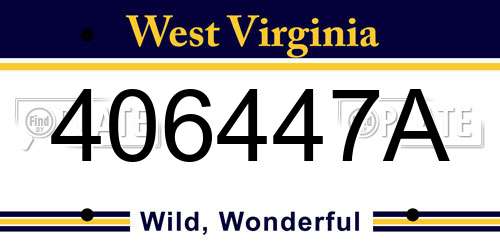 406447A West Virginia License Plate
