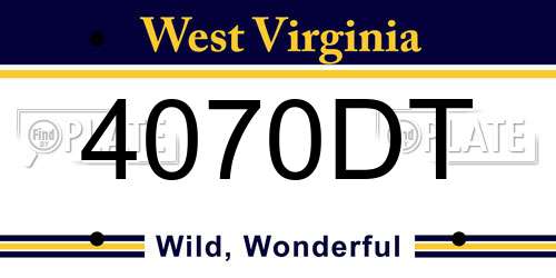 4070DT West Virginia License Plate