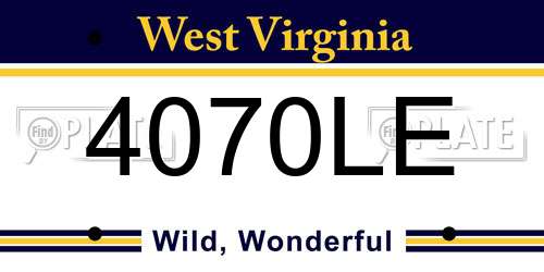 4070LE West Virginia License Plate