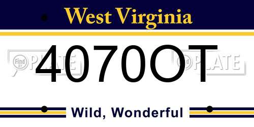 4070OT West Virginia License Plate