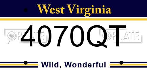 4070QT West Virginia License Plate