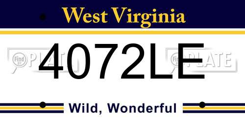 4072LE West Virginia License Plate