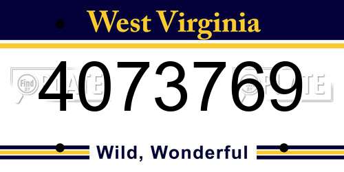 4073769 West Virginia License Plate