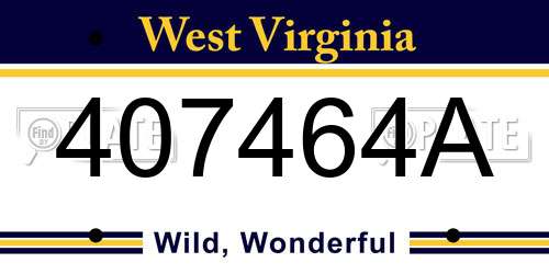 407464A West Virginia License Plate