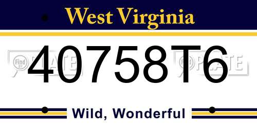 40758T6 West Virginia License Plate