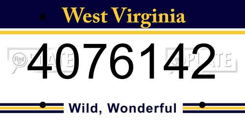 4076142 West Virginia License Plate