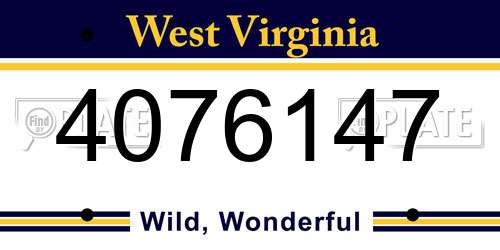 4076147 West Virginia License Plate