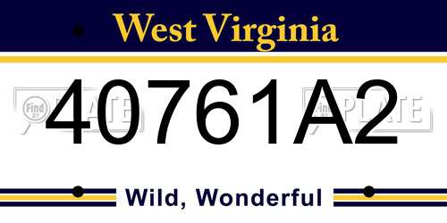 40761A2 West Virginia License Plate