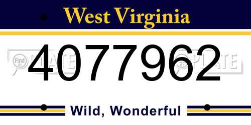 4077962 West Virginia License Plate