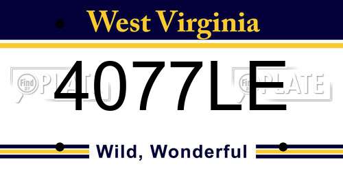 4077LE West Virginia License Plate