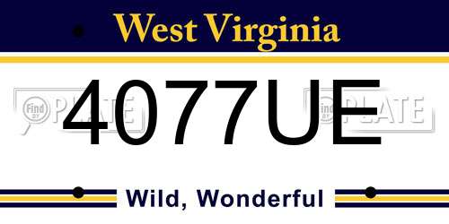 4077UE West Virginia License Plate
