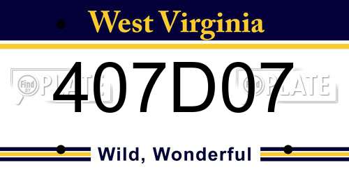 407D07 West Virginia License Plate