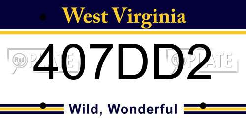 407DD2 West Virginia License Plate