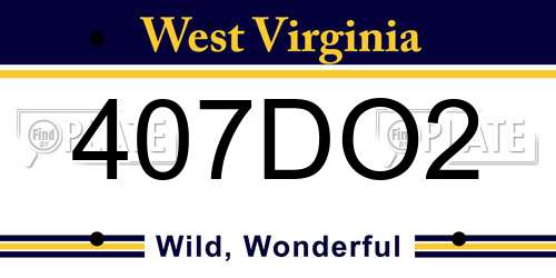 407DO2 West Virginia License Plate