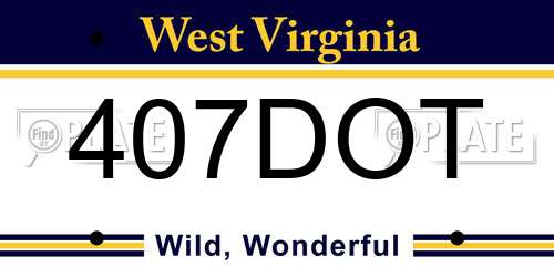 407DOT West Virginia License Plate