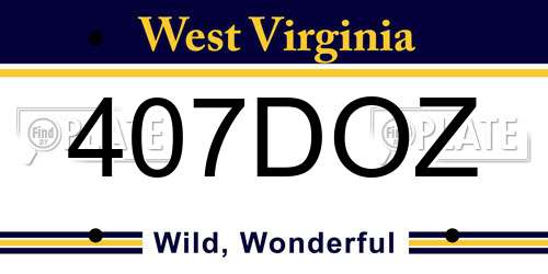 407DOZ West Virginia License Plate