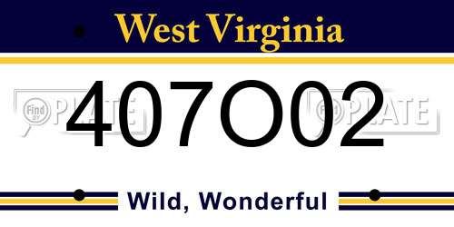 407O02 West Virginia License Plate