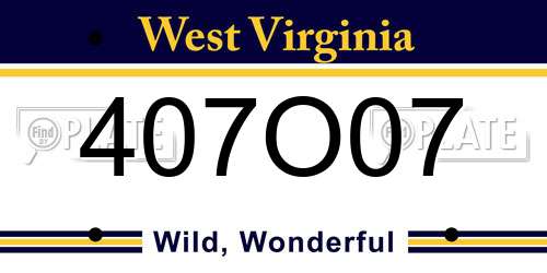 407O07 West Virginia License Plate