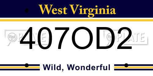 407OD2 West Virginia License Plate
