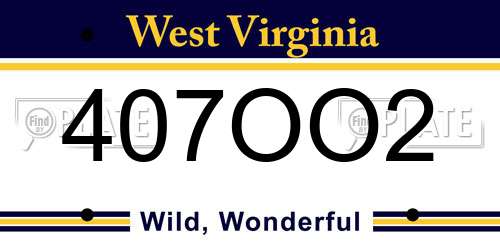 407OO2 West Virginia License Plate