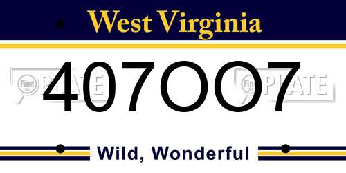 407OO7 West Virginia License Plate