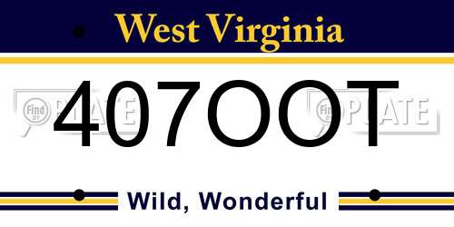 407OOT West Virginia License Plate