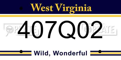 407Q02 West Virginia License Plate