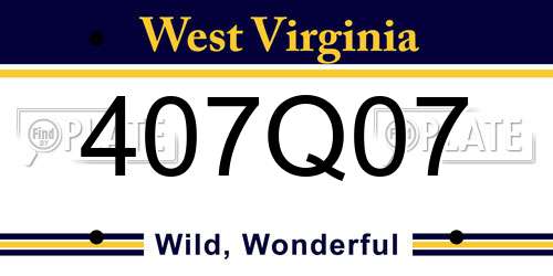 407Q07 West Virginia License Plate