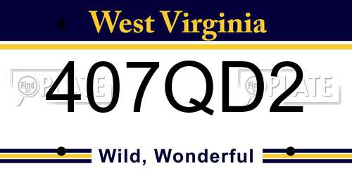 407QD2 West Virginia License Plate