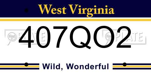 407QO2 West Virginia License Plate