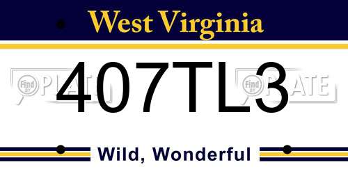 407TL3 West Virginia License Plate