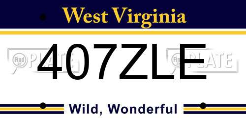 407ZLE West Virginia License Plate