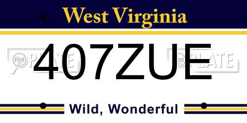 407ZUE West Virginia License Plate