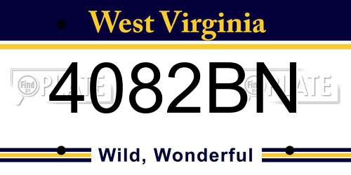 4082BN West Virginia License Plate