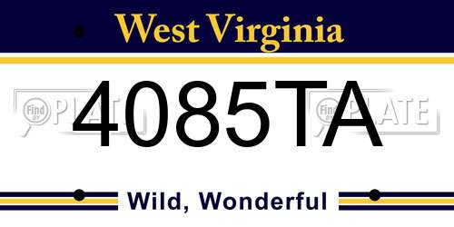 4085TA West Virginia License Plate