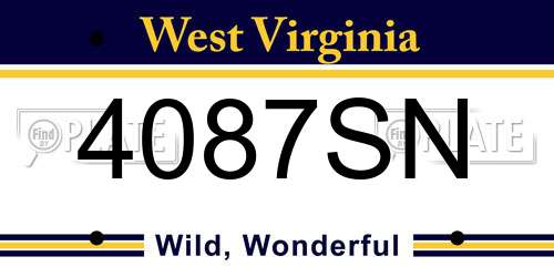 4087SN West Virginia License Plate