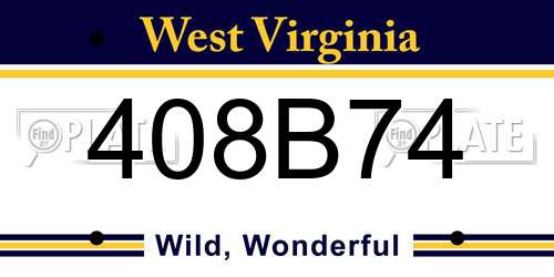 408B74 West Virginia License Plate