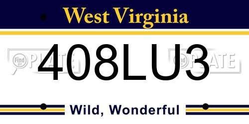 408LU3 West Virginia License Plate